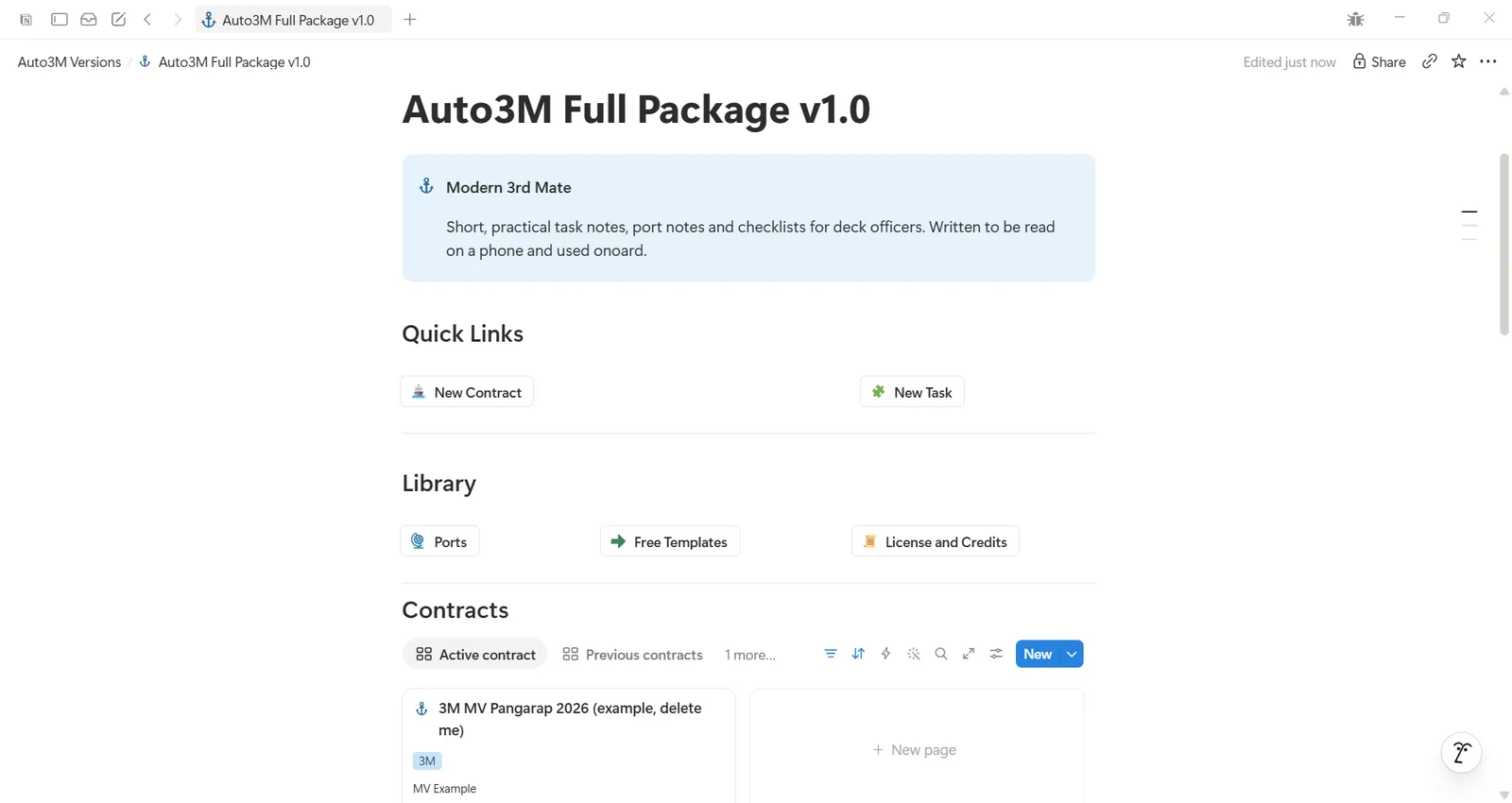 Auto3M Full Package dashboard in Notion on a laptop