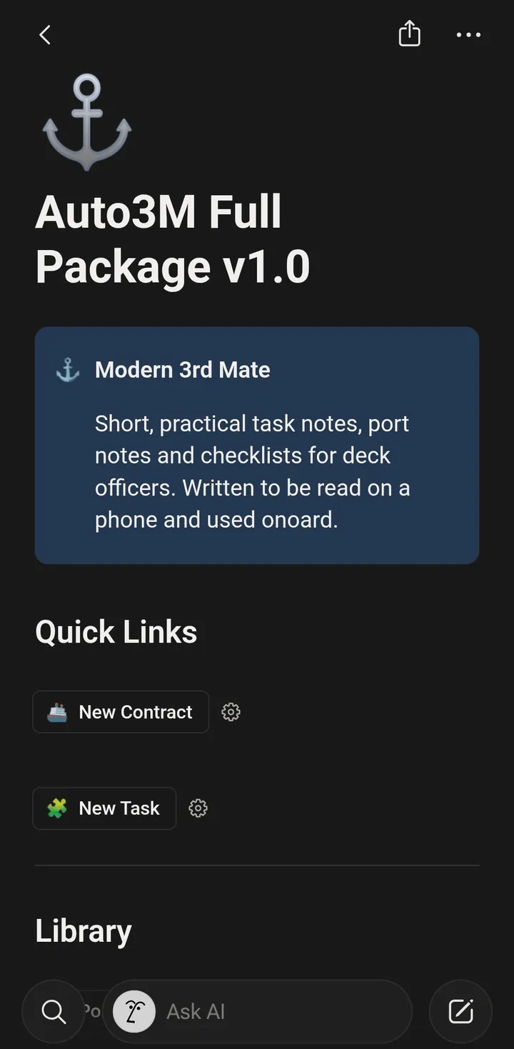 Auto3M dashboard in Notion on a phone